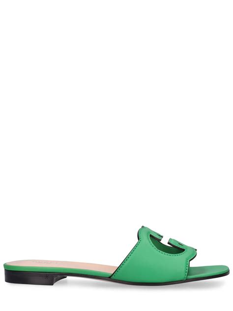 gucci slides green|Gucci gg cutout slides.